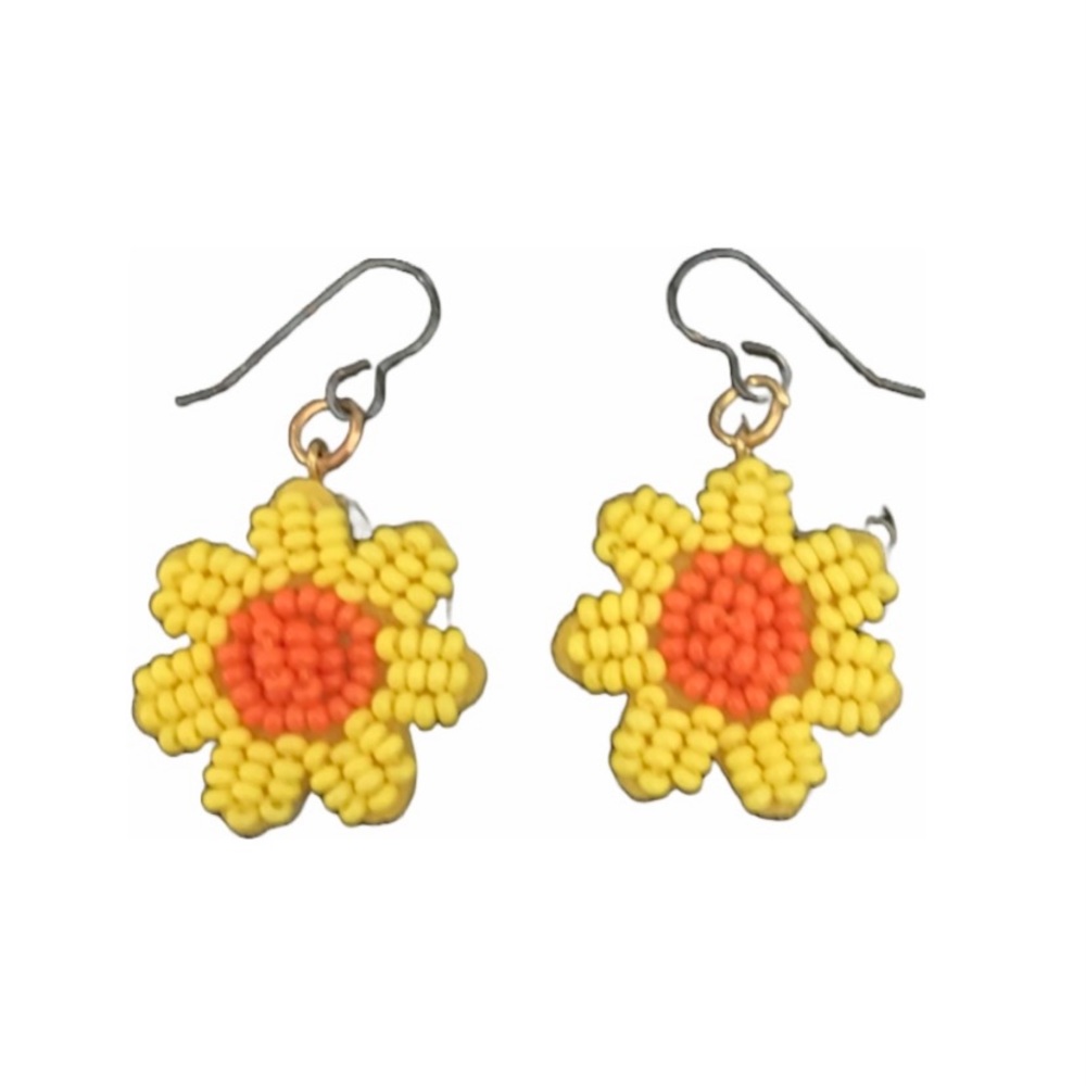 Sunflower Fall earrings . Felt/Beads